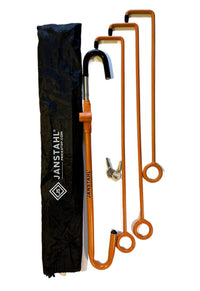 Komplettset der Wohnmobil Türsicherung – Lenkradsperre, drei Bügel, Schloss und Aufbewahrungstasche im Lieferumfang