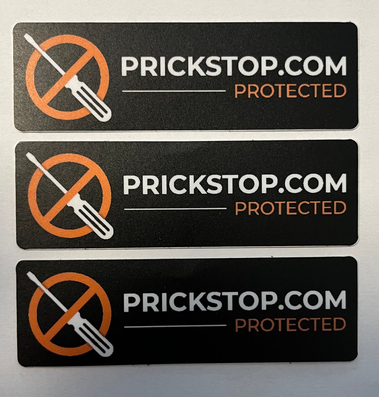 Prickstop Sicherheitsaufkleber – schwarze Variante für dezente Optik. 3 Stück set