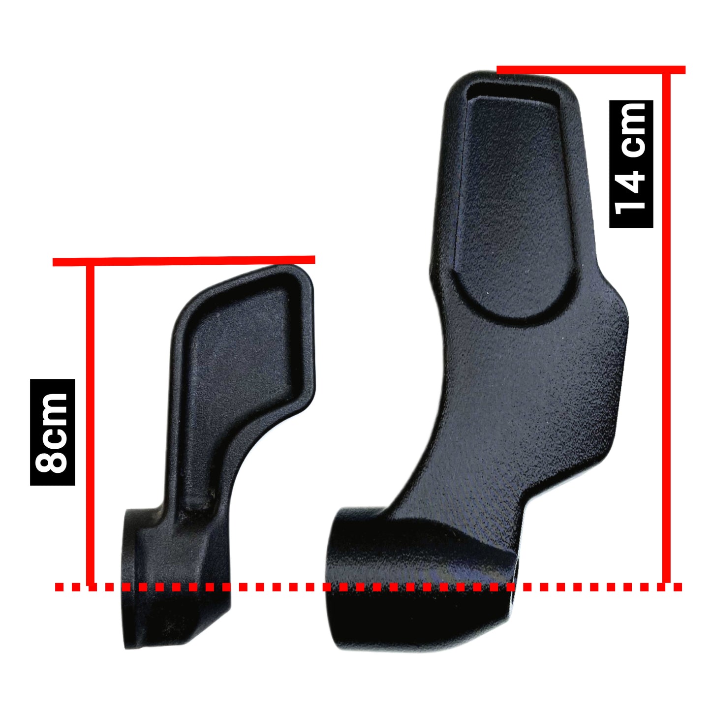 Größenvergleich: ergonomischer Schiebetürgriff vs. Originalgriff für Fiat Ducato – größere Griff-Fläche für bessere Handhabung – ideal für Wohnmobile – passend für EU-Linkslenker mit rechter Schiebetür