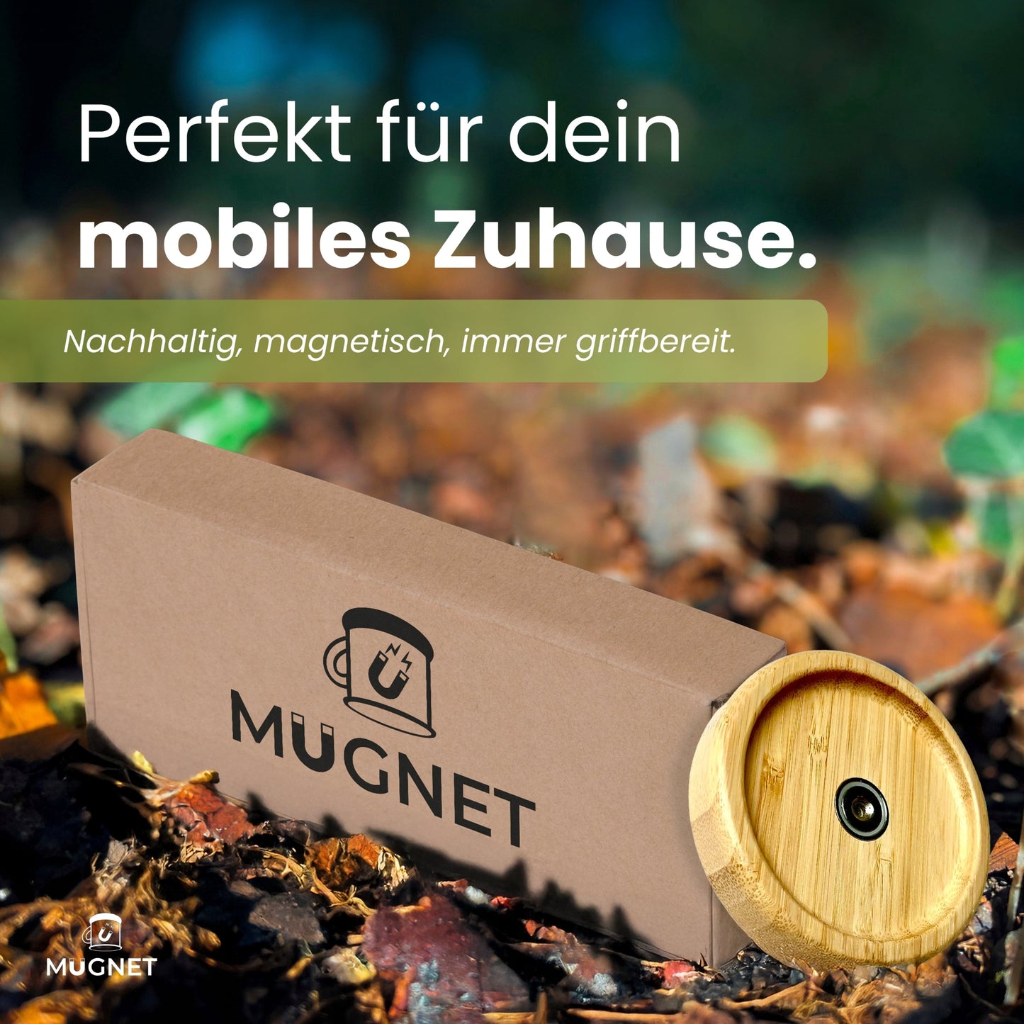 Magnetischer Tassenhalter aus Bambus für Email-Tassen – nachhaltiger Einzelhalter, ideal für Camper, immer griffbereit im mobilen Zuhause