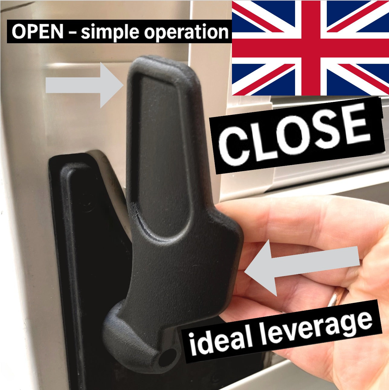 Großer Schiebetürgriff für Fiat Ducato als Ersatz für Originalgriff – UK / Australien Version für Rechtslenker mit Schiebetür auf der linken Seite, für komfortableres Schließen