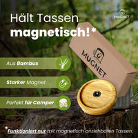 Magnetischer Tassenhalter aus Bambus für Email-Tassen – Einzelhalter mit starker Haltekraft, ideal für Camper, funktioniert nur mit magnetischen Tassen