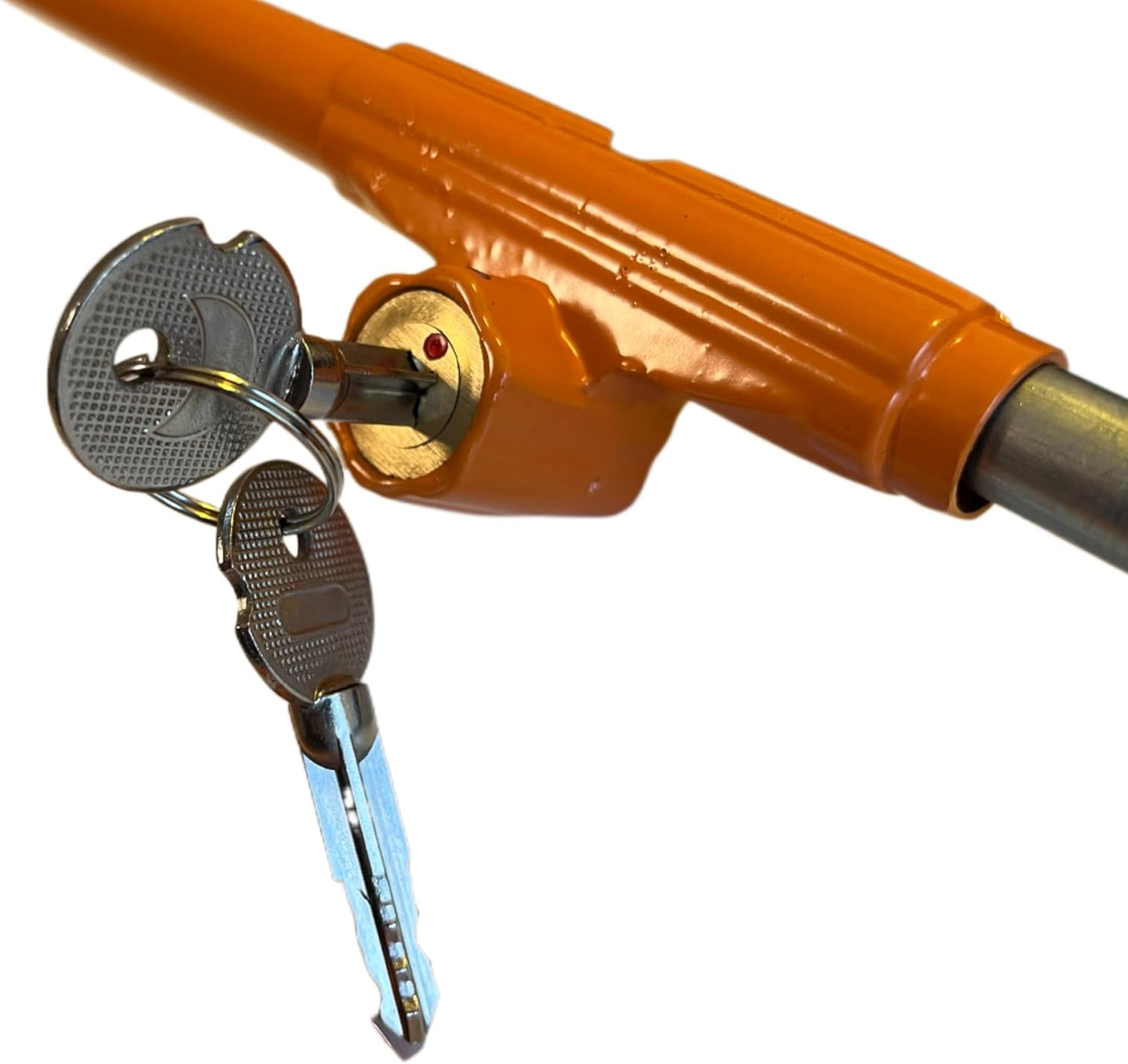 Detailansicht des Schlosses der Wohnmobil Türsicherung – mechanische Verriegelung mit Schlüssel