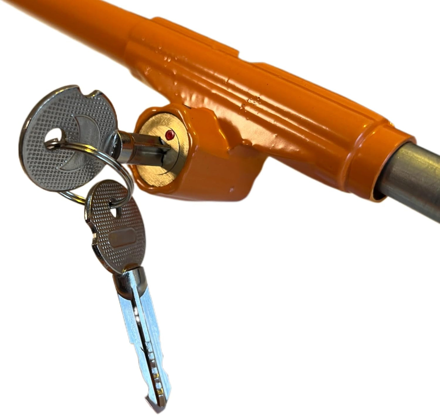 Detailansicht des Schlosses der Wohnmobil Türsicherung – mechanische Verriegelung mit Schlüssel